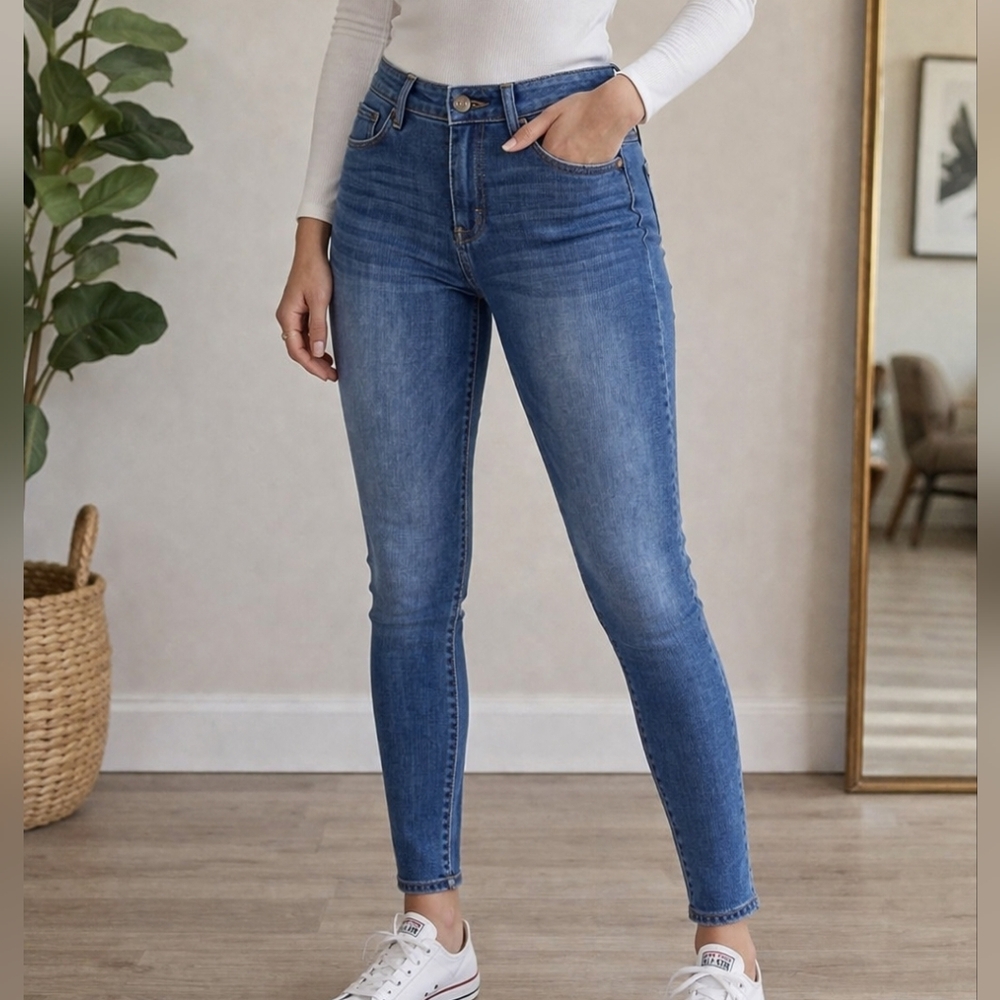 Dish Denim High Rise Skinny Jeans Women Size 27 Blue Stretch Slim Fit W27 L31